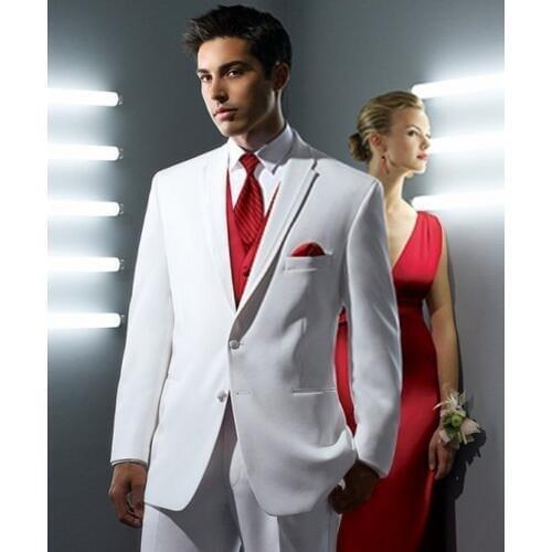 Custom Made Groom Tuxedo 2 Colors Groomsmen Two Buttons Wedding/Dinner Suits Best Man Bridegroom (Jacket+Pants+Tie+Vest) B292