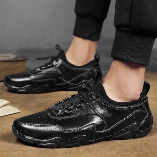 Breathable shoes men fashion Driving Shoes Cowhide leather Business Comfortable Loafers Shoes Autumn British Retro Men Shoes