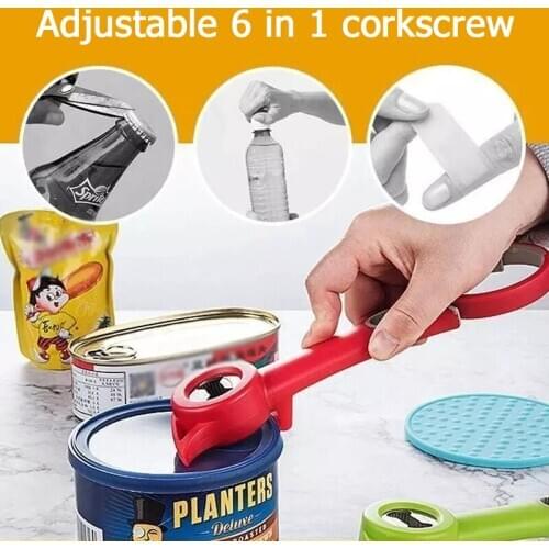 Advanced 6 in 1 Opener Multipurpose Wine Can Beer Bottle Opener Cork Screw Kitchen Tools SAL99