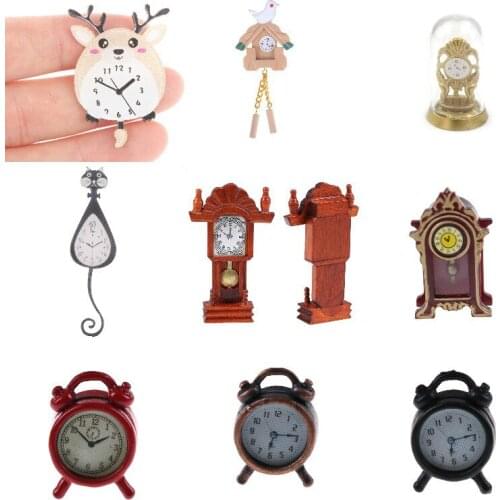 Vintage Table Clock Mini Small Alarm Clock Bird Wall Clock Wall Clock Animal Retro Small Table Clock Doll House Accessories