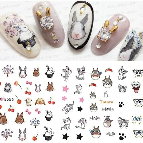 1 pc Anime Nail Stickers Cute Cat 3D Applique Animal Popular Design Cute Decoration Kawaii Accessories Manicure Nails Parts Art