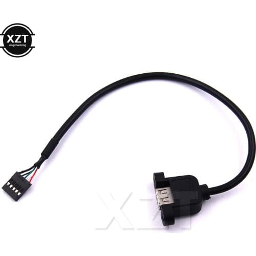 10pcs/lot Connector 2.54mm 5pins female to USB A 2.0 female extension cable panel mount screw ear holes 35cm cord Baffle line