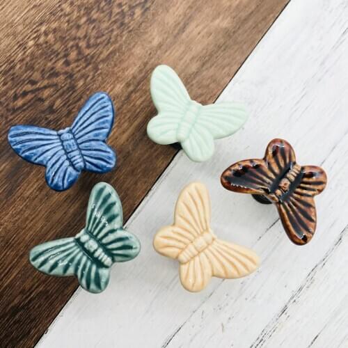 1x Cartoon Ceramic Knobs Kids Furniture Dresser Knob Drawer Pulls Handles Cabinet Knob Retro Kitchen Cupboard Bathroom Hardware