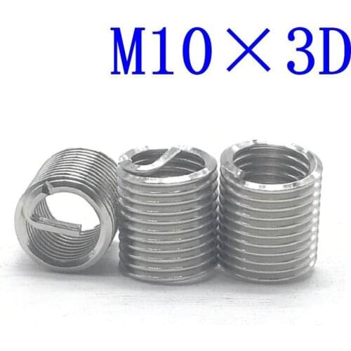 20Pcs M10*3D Stainless Steel Coiled Wire Helical Screw Thread Inserts M10 Screw Bushing self tapping thread repair tool