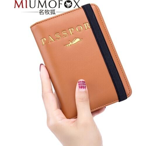 2020 RFID Bronzing Process Soft Cow Leather Card & ID Holder Passport Cover Travel Wallet Business Credit Card Holder Case Pouch