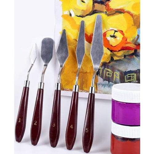 5pcs/sets Spatula Stainless Steel Oil Knives Oil Painting Scraper For Acrylic Gouache Oil Paint Color Palette Artist Crafts Art