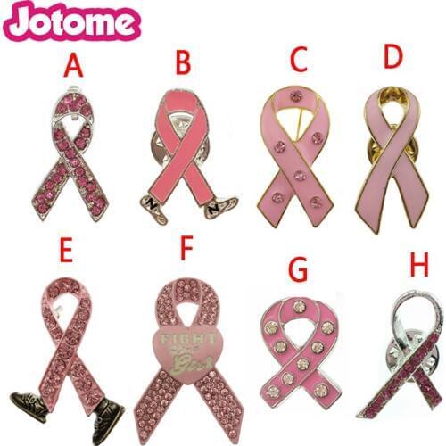 50pcs/lot Free Shipping Official Pink ribbon Brooch Pin Breast Cancer Awareness Lapel Pin