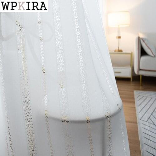 White Luxury Gauze Thickening Curtain for Living Room Hollow Lace Sheer Voile Drape Kitchen Balcony Window Bedroom Z342#E