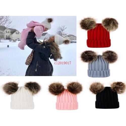 Free shipping 100PCS Double fur ball hats for adults