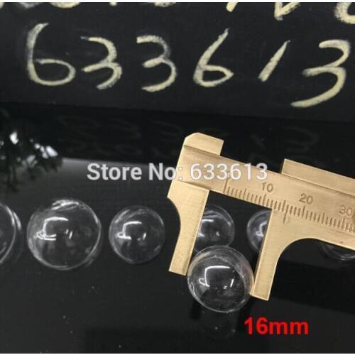 Freeshipping! Fashion 50pcs/lot 16mm Half Round Glass Cover Glass Bulb Vial DIY Glass Bottle Making glass vail pandent findings