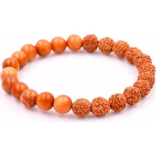 Natural Rudraksha Beads Mala Bracelets Prayer Mans Jewelry 8MM Wood Bangle For Women Rustic Yogis Jewelry