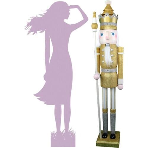 CDL 5feet/150cm/5ft/5foot Life sized large/Giant Gold Glitter Christmas Wooden Nutcracker King & Soldier Ornament Doll K29