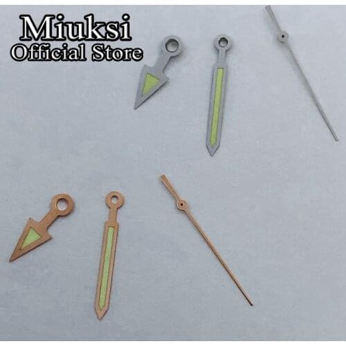 Miuksi silver rose gold watch hands green luminous fit Miyota 8215 8205 821A Mingzhu DG 2813 3804 movement