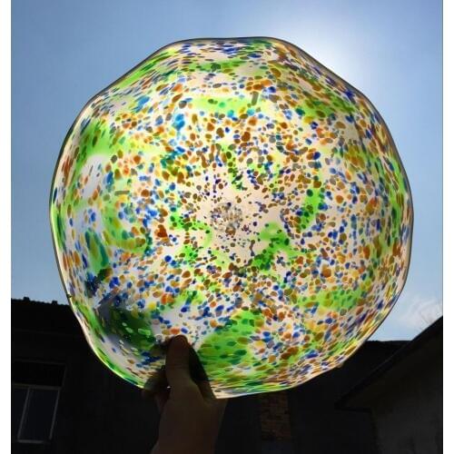 Hot Sale Handmade Blown Glass Art Flower Plates Glass Wall Plates for Living Room Decor