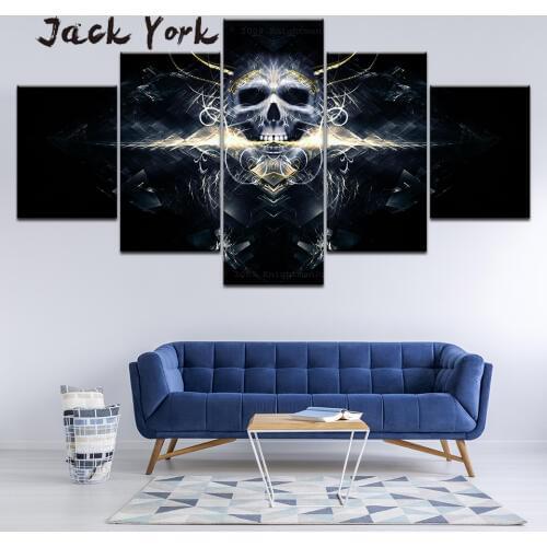 Canvas Painting Art abstract skull 5 Pieces Wall Art Painting Modular Wallpapers Poster Print Home Decor free shipping