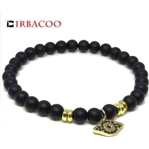 IRBACOO 2020 Trendy Luxury Men Bracelet Cubic Zirconia Evil Eye Matte Stone For Men Women Jewelry Gift
