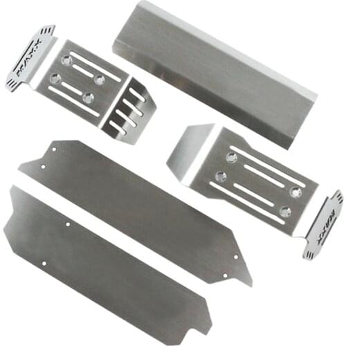 5 in 1 Stainles Steel Bottom Chassis Armor Set Front Rear Axle Protector Plate for 1/10 RC Crawler Traxxas Maxx Upgrade RC parts