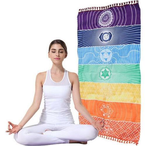 Single Rainbow Gym Yoga Mat Carpet Mandala Boho Stripes Yoga Mat Outdoor Sports Fitness Matcase 150x70cm/100x45cm