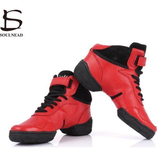 Cowhide Jazz Dance Shoes Women Men Sneakers Genuine Leather Plus Size 45 Modern Hip-hop Dance Shoes Mens Dance Sneakers
