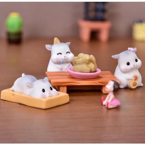 Resin Dollhouse Miniature Cute Cartoon Peeling Peanut Hamster Mini Ornaments Figurines Landscape Home Decoration
