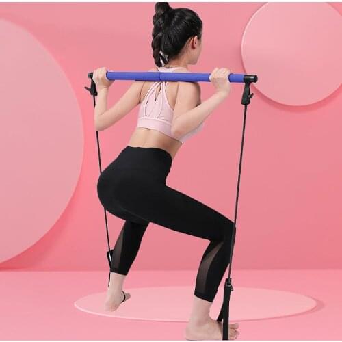 Multifunctional Pilates Stick Yoga Rally Rod Portable Body Shaper Pull-ups Resistance Bands Training Pull Rope Fitness Equipment