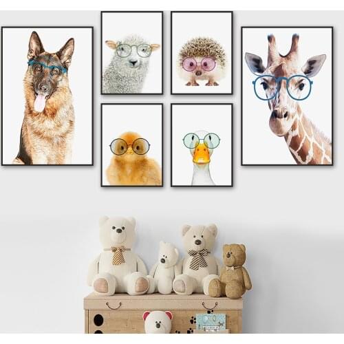 Giraffe Camel Hedgehog Chicken Sheep Dog Animal Wall Art Canvas Painting Nordic Posters And Prints Wall Pictures Kids Room Decor