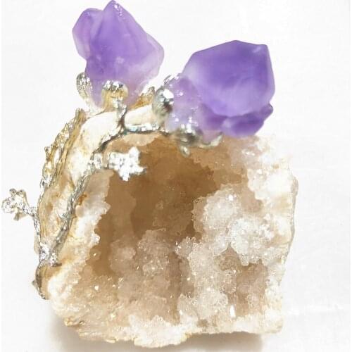 Natural Agate Crystal Cluster Geode with Amethyst Quartz Vug Flower Healing Home Decor 1PCS