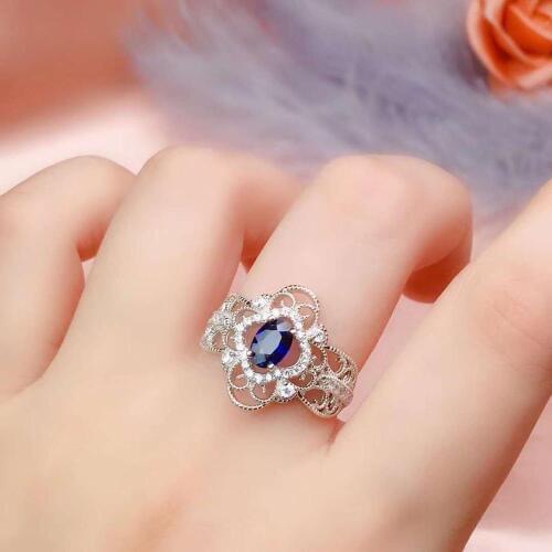 Natural real blue sapphire ring 925 sterling silver Fine handworked jewelry Finger rings