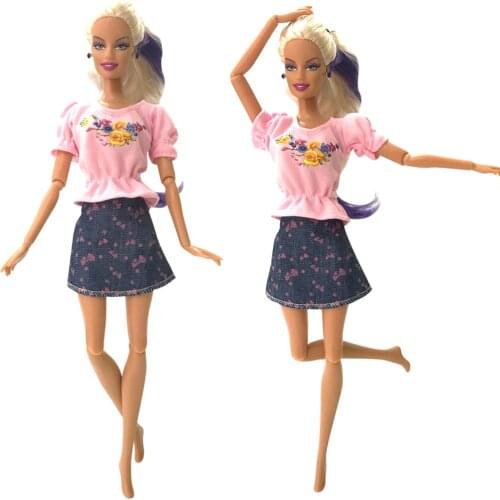 NK Newest Doll Noble Outfit Beautiful Handmade Party Clothes Top Fashion Denim Skirt For Barbie Doll Best Child Girls Gift