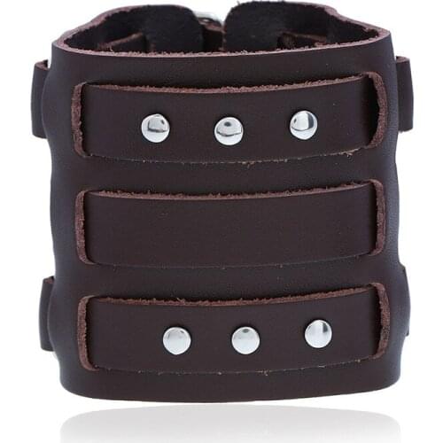 New Rivet Punk Wide Leather Leather Bracelet Exaggerated Personality Mens Leather Bracelet Bracelet Cross-border Source