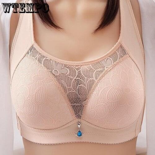 Plus Size Underwear Women Push Up Bra Lace Transparent Sexy Seamless Bras Pink Wireless Gathered Bralette 100 B C Large Cup Lady
