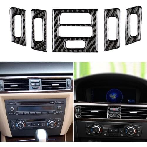 Carbon Fiber Central Control Outlet Air Vent Trim Decoration Air Vent Outlet Covers For BMW E90 E92 E93 05-12 Car Accessories