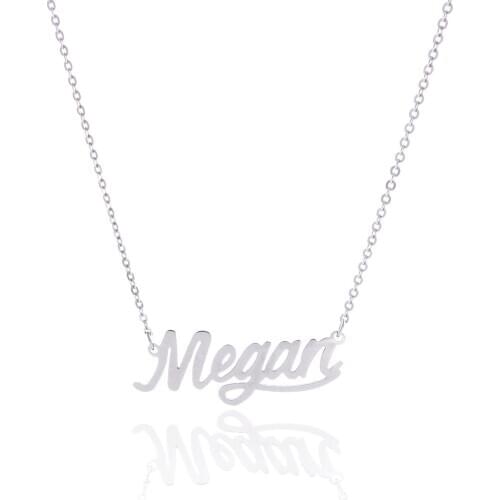 Silver Color English Name Necklase Customized Nameplate Birthday Stainless Steel Engraving Gift Jewelry
