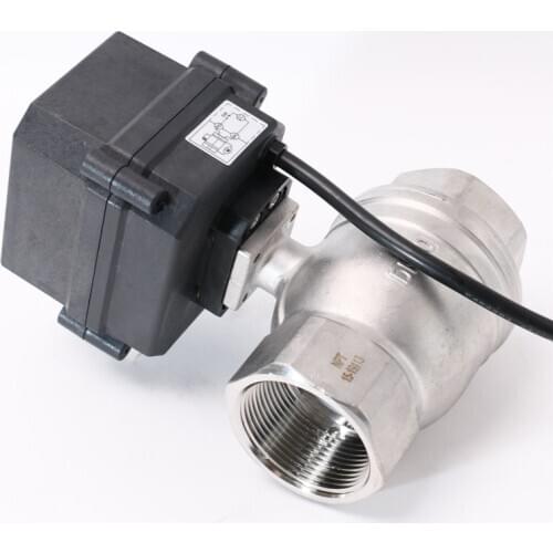1-1/2'' 2 Way 9-24VAC/DC Motorized Ball Valve SS304 Electric Water Valve Fail Safe Position Feedback Signal Control Valve