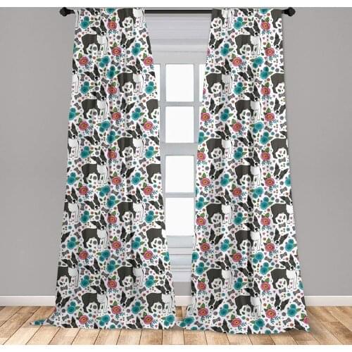 Dogs Window Curtains Boston Terriers and Colorful Flowers Blossoming Springtime with Butterflies Lightweight Decorative