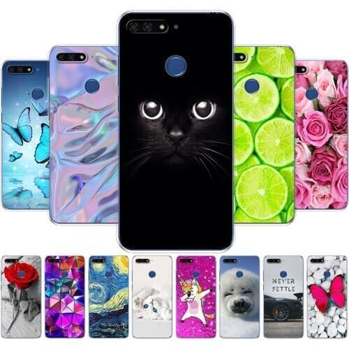 Silicone case for Huawei AUM-L29 honor 7a pro 5.7 inch Case Soft TPU Phone Back cover For Huawei Honor7A pro 7aPRO Cat flower
