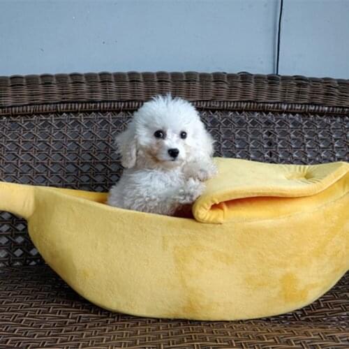 Cute Pet Cat Dog Toys Sofas Bed Banana Shape Cat Nest Dog Mat Basket Kennel Durable Portable Pet Accessories Dog Cat Sleeping