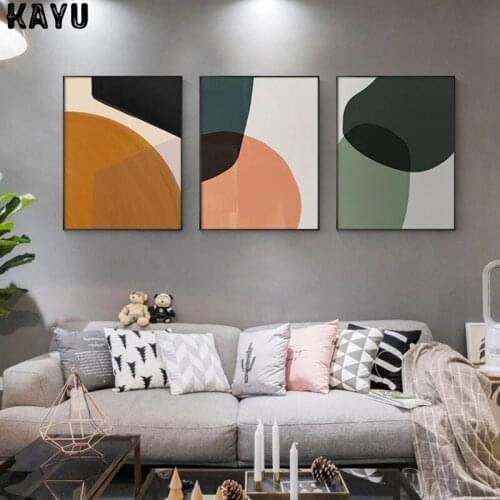 Nordic Abstract Geometric Wall Art Canvas Painting Color Block Poster and Print Wall Pictures for Living Room HD Home Decoration