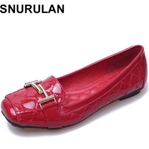 SNURULAN New Arrival Creepers Harajuku shoes spring shoes women patent leather ladies flat shoes tenis feminino for office boat
