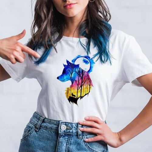 2021 Casual T-shirt Women Vogue Spain White Short Sleeve Summer Exquisite Printed Cool Summer O-Neck Loose Tshirt Tee Tops