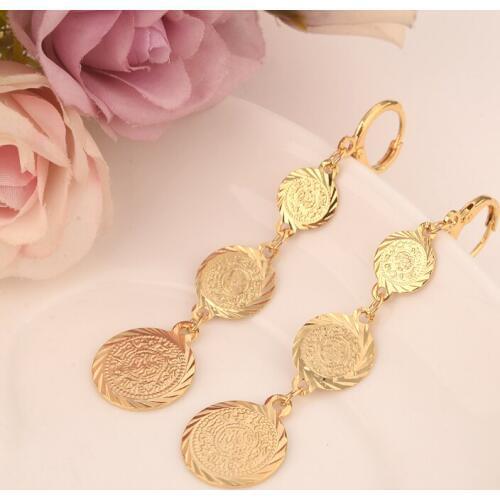 Bangrui coin drop Earrings for Women/Girls Gold Color Earing Jewelry Gifts African,Indonesia,Nigeria,Congo,Arab Earring Muslim