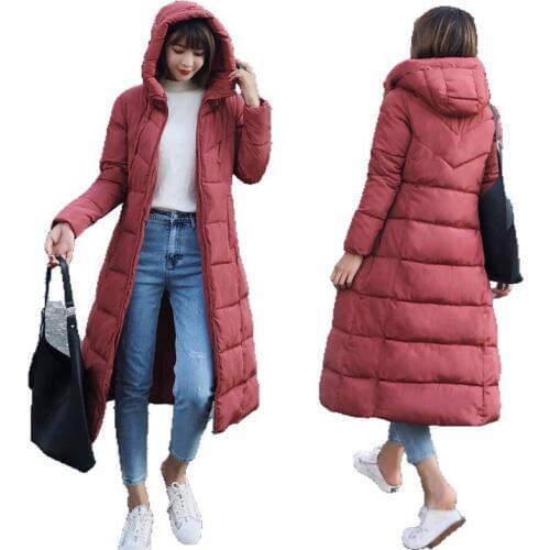 Winter Jacket Women Coat 2021 Fashion Cotton Padded Jacket X-Long Style Hood Slim Parkas Plus Size Thicken Female Outerwear 6XL