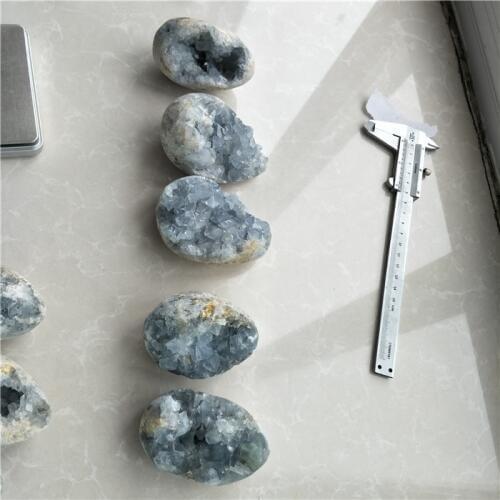 1 celestite stone and mineral crystal celestine geode celestite egg from madagascar for crystal healing meditation home dec