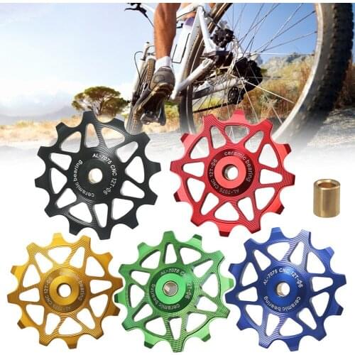 1PC MTB Road Bike Ceramic Pulley AL7075 Aluminum Alloy Rear Derailleur 12T Guide Wheel Ceramic Bearing Jockey Wheel Cycling Part