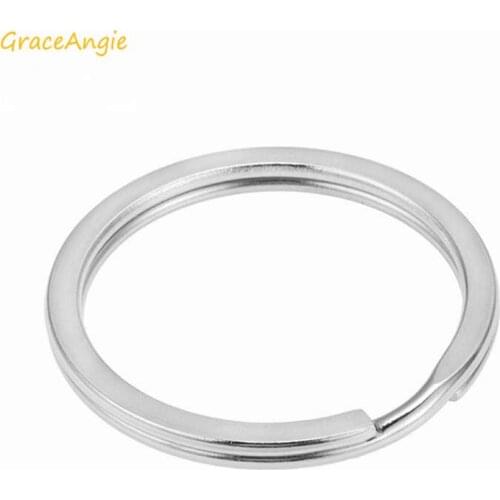 GraceAngie 10pcs Stainless steel Key Chains Rings Flat Polished Silver Color Round Circle Connected Key Holder Wholesale 25-32mm