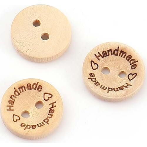 100PCS/lot Natural Color Wooden Buttons handmade love Letter wood button craft DIY baby apparel accessories