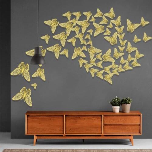 12pcs/set Hollow Butterfly Wall Sticker 3D Butterfly Bedroom Living Room Home Decoration Stickers Wedding Decor