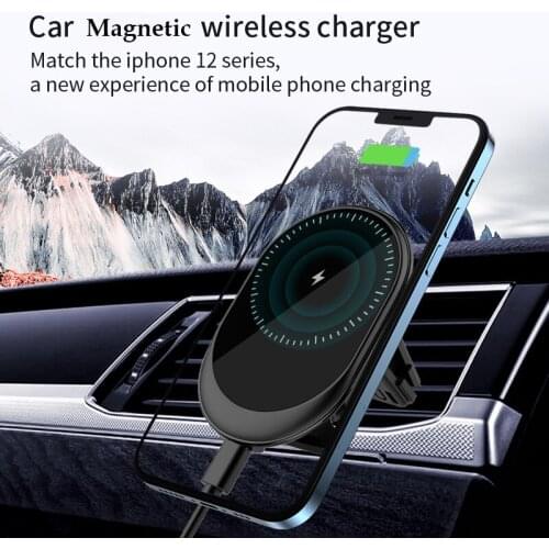 15W Fast Charging Magnetic Wireless Charger Car for iPhone 12mini 12 Pro Max Wireless Car Charger Mount Magnetic Phone Holder