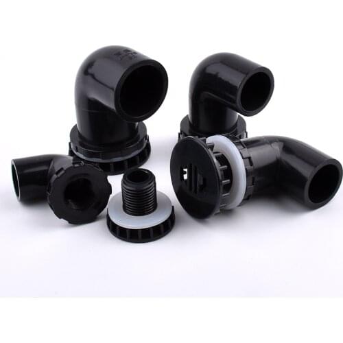 2-10Pcs 20/25/32/40/50mm Black PVC Pipe 90° Equal Elbow Connectors Garden Irrigation Accessories Fish Tank Drain Aquarium Joints