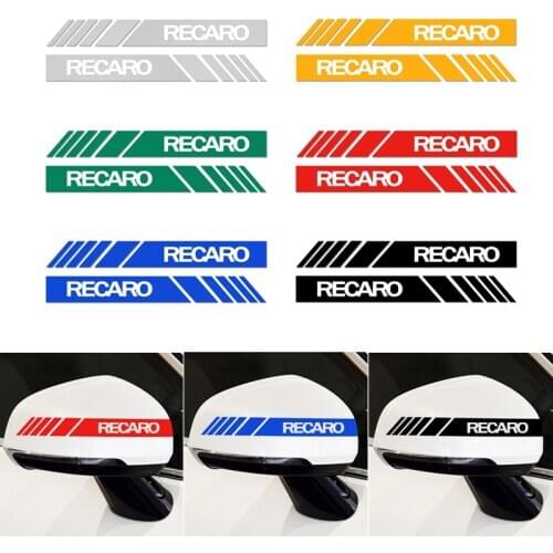 2Pcs Car Rearview Mirror Stickers Car Reflective Strip Anti-collision Warning Tape for RECARO Car-styling 20cm*2cm